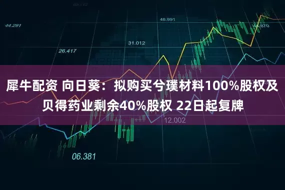 犀牛配资 向日葵：拟购买兮璞材料100%股权及贝得药业剩余40%股权 22日起复牌